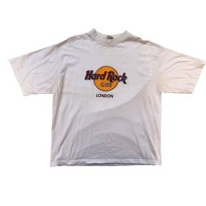 Vintage 90s Hard Rock Cafe London TShirt Mens XL White Short Sleeve Heavy Cotton